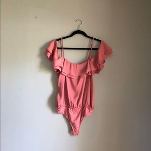 L’Academie pink off the shoulder bodysuit medium